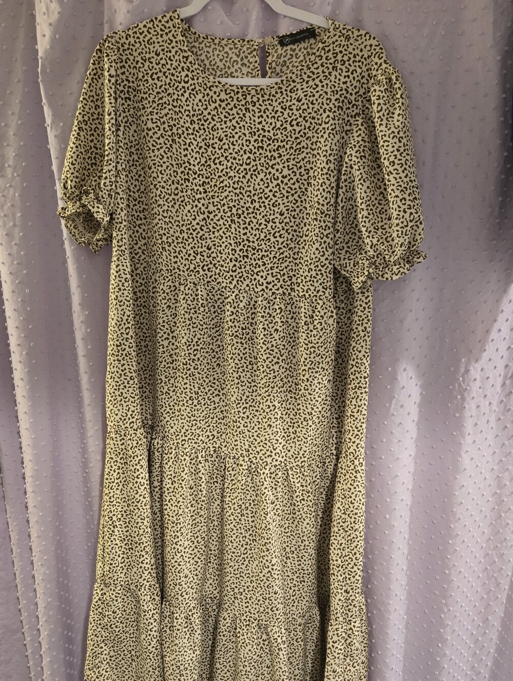 Pretty Garden Leopard Print Tiered Midi Dress